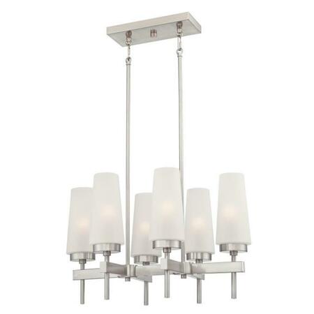 BRILLIANTBULB 6 Light Chandelier Brushed Nickel Finish with Frosted Glass BR4243740